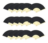 Woohome 15 Pièces Ventilateurs Pliants en Bambou Ventilateurs Pliables pour Décoration Murale, Décoration de Mariage, Danse, Refroidissement, DIY (Le Noir)