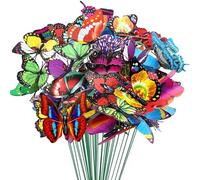 Woohome 150 Pièces Ensemble de Piquets de Papillons de Jardin, 5 Taille Piquets de Libellules de Papillons de Jardin pour L'extérieur Cour Patio Planteu Pot de Fleur Printemps Jardin Décoration