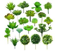 Woohome 20 PCS Artificielles Plantes Succulentes Verte Succulentes Artificielles Succulentes Artificielles Décoratives pour La Maison Jardin Intérieur Décoration