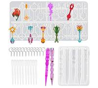 Woohome 22 PCS Clé Silicone Moule pour Bijoux, 1 PCS Clé Moules en Résine Epoxy et 1 PCS Couteau Résine Silicone Moule pour Pendentif Porte-Clés Bijoux Artisanat Décoration Fabrication