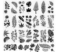 Woohome 22 PCS Pochoir de Feuilles Tropicales Pochoir Peinture Feuille Pochoir de Peinture en Plastique Plantes Feuilles pour Mural Meuble Décoration Bricolage