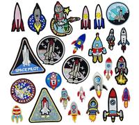 Woohome 25 PCS Broderie Patch Thermocollant, Roquette Mixte Appliques Patches Ecussons à Coudre Transferts Thermocollants Décalcomanies pour T-shirt, Jeans, Vêtements, Sacs, Chapeaux