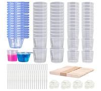 Woohome 280 PCS Gobelets Doseurs en Plastique, Tasses à Mesurer, Gobelets de Mélange avec Compte-Gouttes, Bâtons en Bois