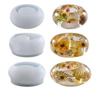 Woohome 3 PCS Moule en Silicone en Résine Epoxy, Bougeoir en Résine Epoxy, Moule Resine Epoxy Silicone pour Bougeoirs pour Boîte à Bijoux, Pot de Fleur, Décoration de Table