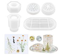 Woohome 3 PCS Moules en Silicone pour Résine Grand Broyeur, Plateau Silicone Moules Bijoux Résine Pot avec Couvercle, Fleurs Séchées pour La Mouture D'herbes, Stockage de Conteneurs