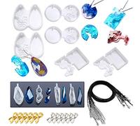 Woohome 30 PCS Island Silicone Moules, 10 PCS Île Océan Moule en Silicone pour Pendentifs, Collier, Boucles d'oreilles, Bijoux Artisanat Décoration Fabrication