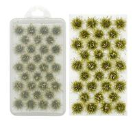 Woohome 32 PCS Modèle Arbres Gazon Lichen pour Feuillage, Touffe d'herbe Statique Herbe Artificielle Modèle pour Le Chemin de Fer de Paysage de Train - Jaune