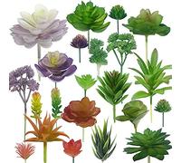 Woohome 34 PCS Succulentes Artificielles Plantes Succulentes Multicolore, 24 PCS Faux Plante Succulente et 10 PCS Simulation Coccinelle pour La Maison Intérieur Fée Jardin Décorations Multicolore