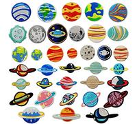 Woohome 36 PCS Broderie Patch Thermocollant, Patch de Broderie Planétaire Appliques Patches Ecussons à Coudre Iron on Patches pour T-shirt, Jeans, Vêtements, Sacs, Chapeaux