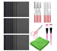 Woohome 38 PCS Silicone Moule de Outil, Kit de Polissage de Résine, Papiers Abrasifs, Chiffon de Polissage, Ciseaux, Brosses pour Fournitures de Fabrication de Bijoux