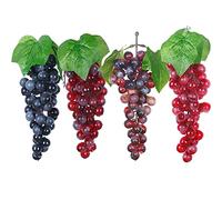 Woohome 4 Cordes Raisins Grappes DéCorative, Grappe de Raisin en Plastique, Faux Raisin Raisins Artificiels pour Décoratif Accessoires de Photographie Décoration de Fête
