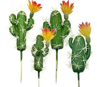 Woohome 4 PCS Artificielle Cactus avec Feurs, Succulente Artificielles Plantes Succulentes Artificielles Petit Plantes Succulentes Artificielles Décoration pour La Maison Jardin Intérieur Décoration