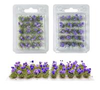 Woohome 40 PCS Fleurs Végétales Miniatures, Touffe d'herbe Statique Herbe Artificielle Modèle pour Le Chemin de Fer de Paysage de Train (Tulipes, Violette)