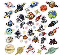Woohome 43 PCS Broderie Patch Thermocollant, Patch de Broderie Planétaire Appliques Patches Ecussons à Coudre Transferts Thermocollants Décalcomanies pour T-shirt, Jeans, Vêtements