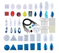 Woohome 43 PCS Silicone Moule pour Bijoux, Modèles Moule Resine et Outils Réglés avec des Epingles pour Boucle D'oreille Collier La Fabrication de Bijoux de Bricolage