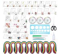 Woohome 48 PCS Kit de Papier Quilling, 30 PCS Quilling Papier Modèle de Modèle, 2340 Bandes de Papier Kit Quilling avec Outil de Fabrication pour Débutant DIY Magasin Fête Mariage Maison