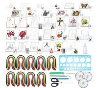 Woohome 48 PCS Kit de Papier Quilling, 30 PCS Quilling Papier Modèle de Modèle, 2340 Bandes de Papier Kit Quilling avec Outil de Fabrication pour Débutant DIY Magasin Fête Mariage Maison