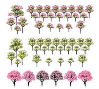 Woohome 50 PCS Modèle Arbres, Rose Modèle Paysage Arbre Modèle Maquette Arbres Modèles en Plastique Miniatures Mixtes Décor pour L'artisanat de Bricolage