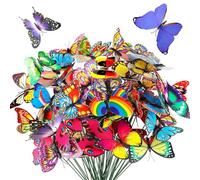 Woohome 50 Pièces Papillons de Jardin, 5 Taille Ensemble de Piquets de Papillons de Jardin pour Décoration de Plante, Cour de Jardin, Décoration de Jardin
