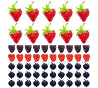 Woohome 60 PCS Fruits Artificiels, Faux Fruits Artificiel Fraise Décor Fausses Myrtilles pour La décoration de Fête Accueil Cuisine Photographie Prop