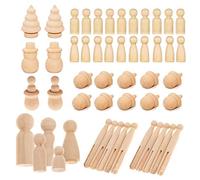 Woohome 71 PCS Doll Peg Bois Poupées en Bois Non Finies Figurine en Bois pour Les Loisirs Créatifs et Les Jouet, Peinture, Les Décorations, Projets Artistiques, 8 Style