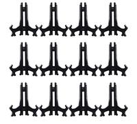 Woohome 8 Inch Plastique Transparent Chevalets 12 PCS Plastique Noir Chevalets Supports D'assiette pour Les Mariages, Décoration de La Maison, Anniversaires, Des Tables