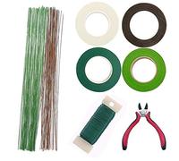 Woohome 8 PCS Fleuriste Ruban 1/2 Pouce, Fil de Fleur de Calibre 22, Fil de Fer Fleur Jauge 26 et Ciseaux de Coupe pour Bouquet Tige Wrap Fleuriste