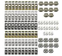 Woohome 90 PCS Arret de Cordon, 3 Couleur Serrures de Cordon Fermeture en Métal, Double Trou de Corde pour Sacs à Dos, Sportswear, Chaussures