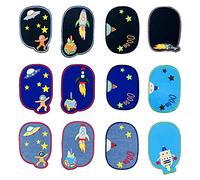 Woohome Broderie Patch Thermocollant, 12 PCS Planet Broderie Autocollant Iron-on Patches pour Jeans, Vestes, Vêtements, Sac à Main, Chaussures