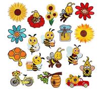 Woohome Broderie Patch Thermocollant, 18 PCS Abeilles Mélangé Autocollant de Patch Appliques Ecussons à Coudre Transferts Ecusson Thermocollant ou Ecusson à Coudre pour Vêtement T-shirt Jeans Veste