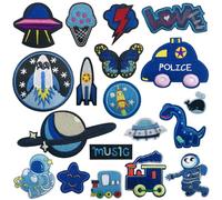 Woohome Broderie Patch Thermocollant, 20 PCS Bleu Mélangé Autocollant de Patch Appliques Ecussons à Coudre Transferts Ecusson Thermocollant ou Ecusson à Coudre pour Vêtement T-shirt Jeans Veste