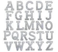 Woohome Broderie Patch Thermocollant Applique de Lettre Applique D'alphabet Bricolage Strass A-Z pour Jeans, Vestes, Vêtements, Sac à Main, Chaussures, Blanc