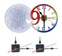 Woohome D'Horloge Moule en Silicone Horloge Résine Moule Époxy avec 2 Set Mouvement D'horloge avec Aiguilles pour L'horloge de Bricolage