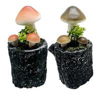 Woohome Faux Champignon en Pot, 2 PCS Fausses Plantes Champignons Artificiels en Pot, Champignon Artificiel en Pot Faux Verdure de Table pour La Décoration de La Maison, Jardin et Patio