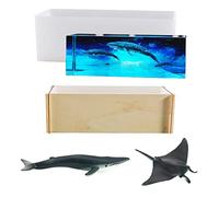 Woohome Grandes Moules en Resine DIY Rectangle Moulle Silicone Resine Epoxy avec Mini Baleine pour L'artisanat et La Décoration D'intérieur