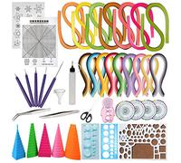 Woohome Kit de Quilling en Papier, Quilling Kit, Papier de 5mm and 3mm de Large avec 16 Couleurs 1600 Bandes, 12 Types Outils pour Paperolles