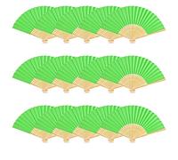 Woohome Lot de 15 éventails pliables en papier - Accessoire de mariage - Pour décoration de mariage, fête, fête et pique-nique - Vert foncé
