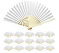 Woohome Lot de 15 éventails pliables en papier pour décoration de mariage, fête, fête et pique-nique (blanc)