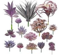 Woohome 15 PCS Artificielles Plantes Succulentes Violet Succulentes Artificielles Succulentes Artificielles Décoratives pour La Maison Jardin Intérieur Décoration
