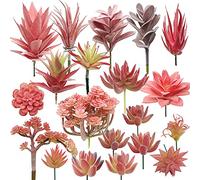 Woohome 20 PCS Artificielles Plantes Succulentes Rouge Succulentes Artificielles Succulentes Artificielles Décoratives pour La Maison Jardin Intérieur Décoration