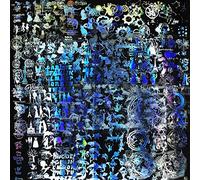 Woohome Lot de 22 autocollants en résine, 20 feuilles et ciseaux à épiler pour moules en silicone, cercles magiques holographiques transparents pour décoration UV