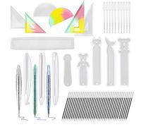 Woohome Lot de 23 moules en silicone pour stylos à bille en résine avec stylos à bille, moule signet en silicone moules en silicone règle pour cadeau enseignant étudiant