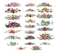 Woohome Lot de 24 écussons thermocollants en vinyle motif fleur pour réparation et décoration de t-shirt, jeans, sacs à dos, robe