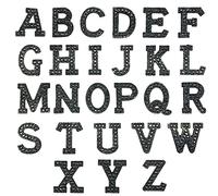 Woohome Lot de 26 écussons thermocollants à coudre avec strass de A à Z et perles noires - Lettres de l'alphabet à paillettes - Pour loisirs créatifs