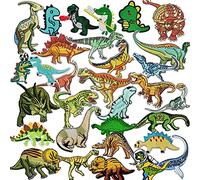 Woohome Lot de 32 écussons thermocollants en forme de dinosaures brodés décoratifs à coudre pour loisirs créatifs, jeans, vestes, vêtements, casquettes