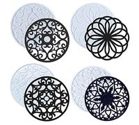 Woohome Lot de 4 moules en silicone pour résine, coaster Mandala DIY plateau décoration