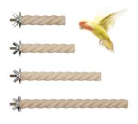 Woohome Lot de 4 perchoirs en bois naturel pour perroquet en forme de cage torsadée Accessoires pour petits oiseaux, perruches, calopsittes, conures, inséparables