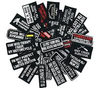 Woohome Lot de 40 écussons brodés à thermocoller ou à coudre pour vestes de moto, différents slogan pour sacs à dos, jeans, vestes, sacs, vêtements