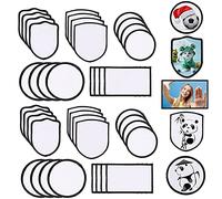 Woohome Lot de 40 écussons vierges thermocollants pour sublimation - 5 formes - Cadre noir - Pour chapeaux, vêtements, sac à dos, uniforme, tapis