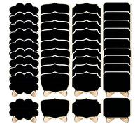 Woohome Lot de 40 mini tableaux noirs en bois 4 styles avec mini effaceur pour la maison, le mariage, la décoration de fête
